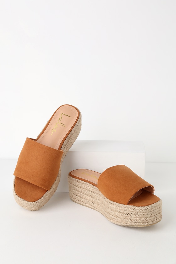 Lulus O'ahu 2 Camel Brown Suede Espadrille Platforms