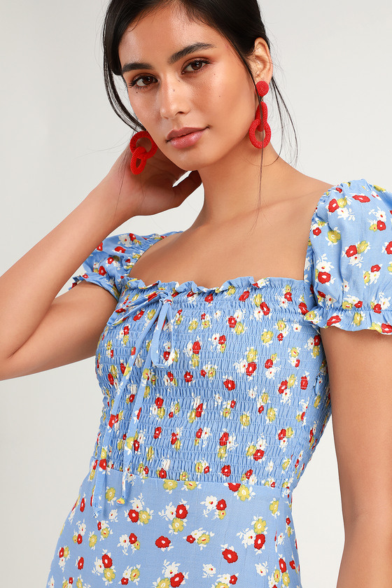 Faithfull the Brand Castilo - Floral Print Dress - Blue Dress - Lulus