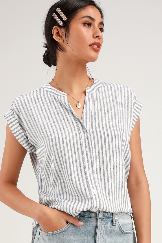 Rag Poets Pillar Top - Blue and White Top - Blue Striped Top - Lulus