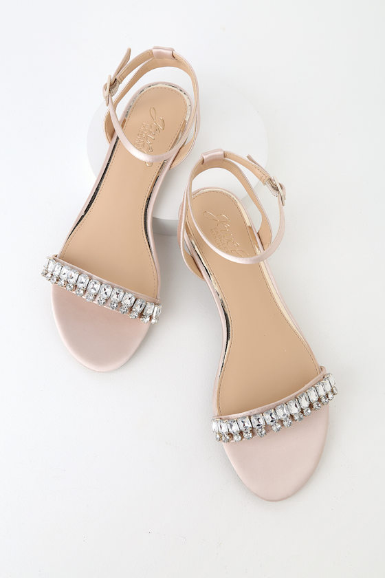 Jewel by Badgley Mischka Dalinda Bridal Flats Satin Sandals Lulus