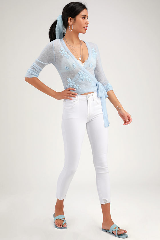 AGOLDE Sophie Jeans White Denim Cropped Skinny Jeans Lulus