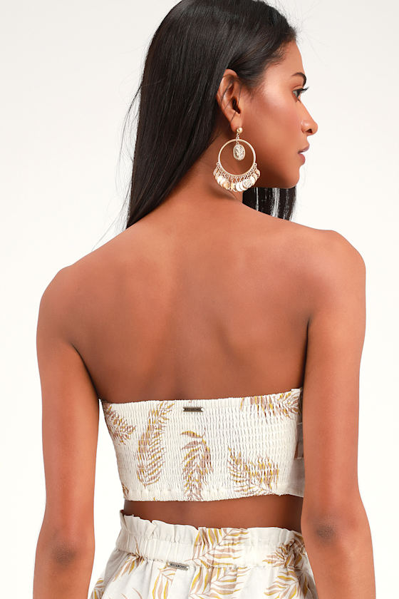 Sincerely Yours Cream Leaf Print Tie-Front Bandeau Top 5
