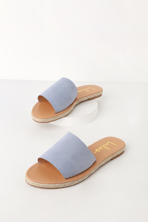 Cute Denim Blue Sandals - Slide Sandals - Blue Espadrille Sandals - Lulus