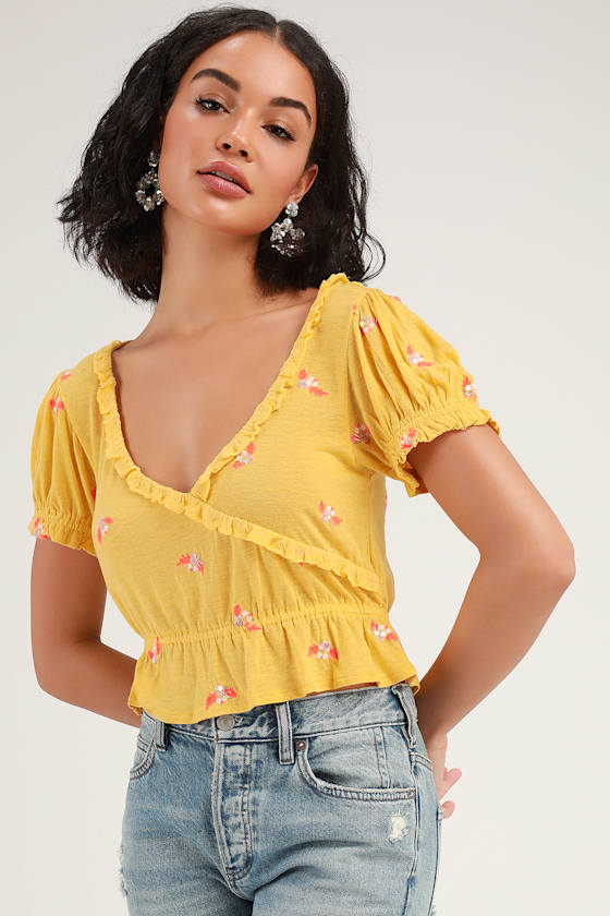 free people yellow top