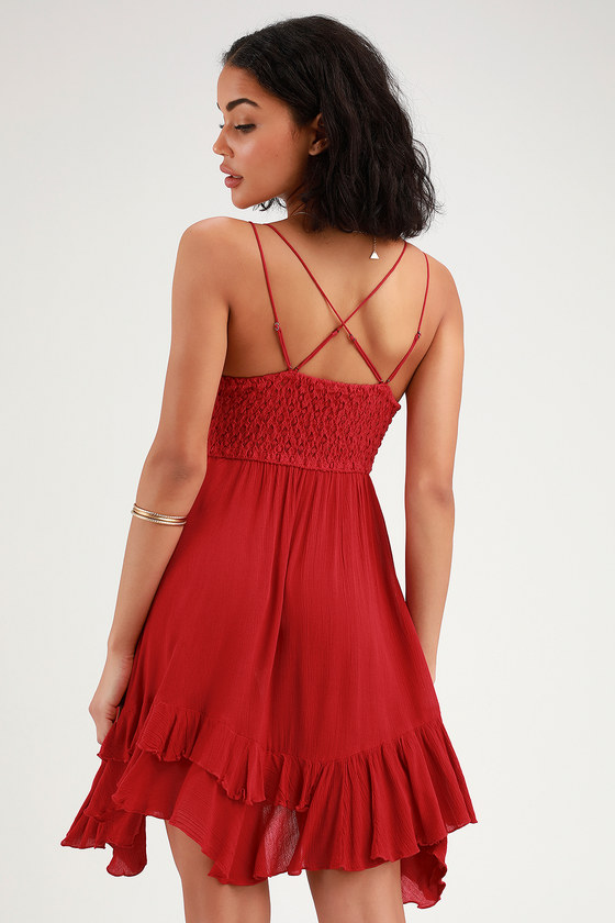 Free People Adella Slip - Red Slip Dress - Red Lace Slip Dress - Lulus