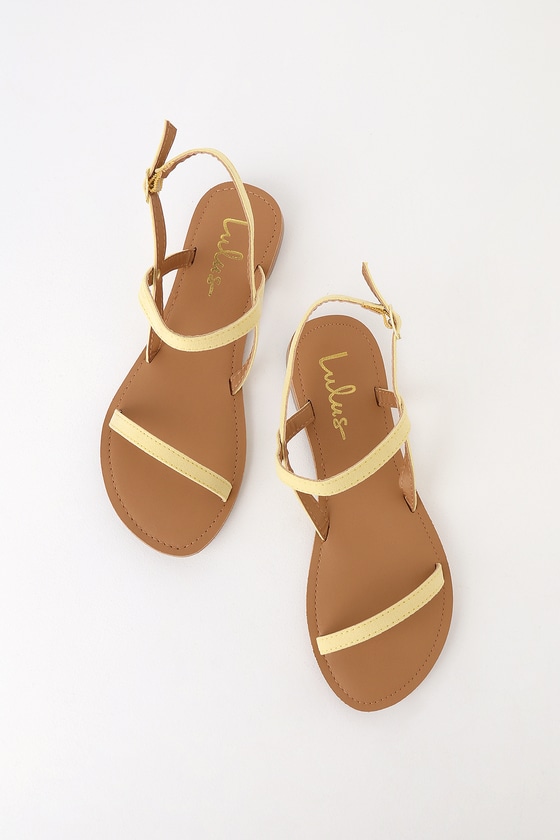 Cute Flat Sandals - Yellow Sandals - Vegan Sandals - Lulus