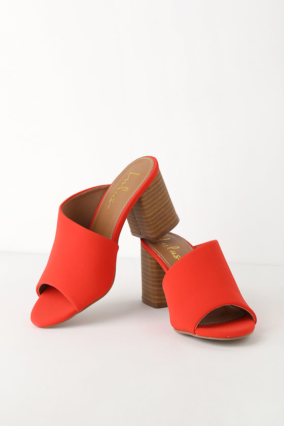 Cate Blood Orange Nubuck Peep-Toe Mules 3