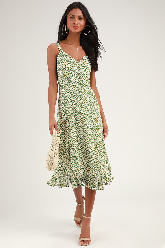 lulus green floral dress