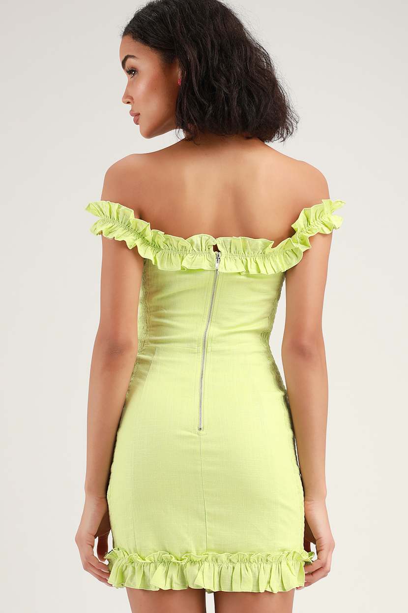 lulus lime green dress Long Sleeve Ribbed Knit Mini Dress High Neck Bodycon Sweater Dress