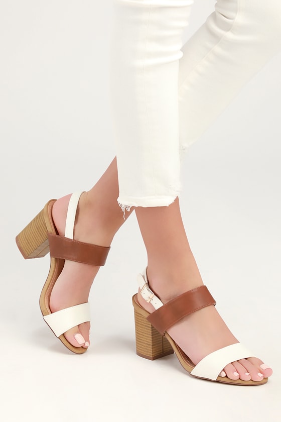Rowan White and Natural High Heel Sandals 5