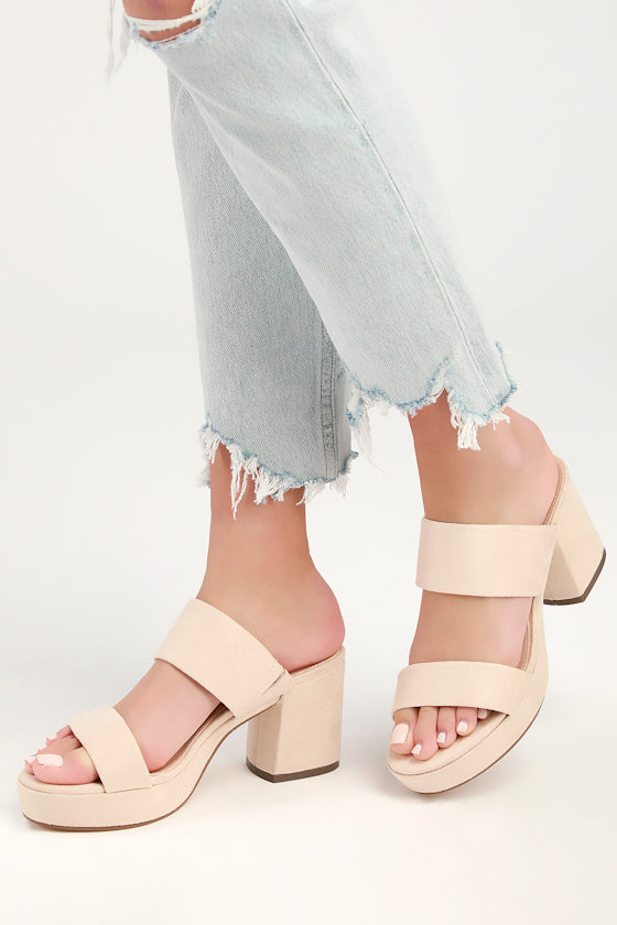 Clara Nude Suede Platform Mules 2