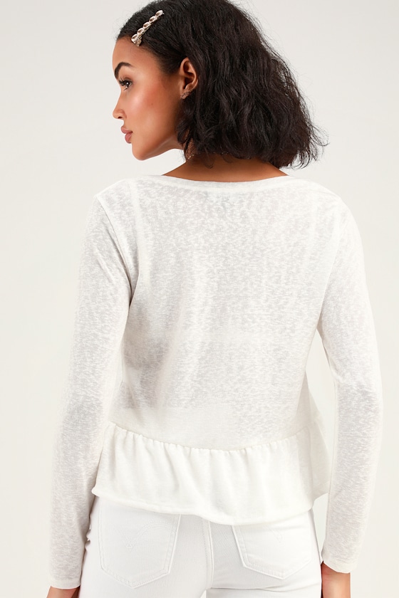 Lillie White Long Sleeve Peplum Top 3