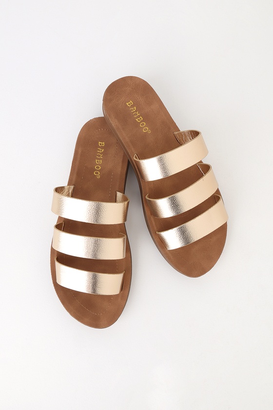flat gold slide sandals