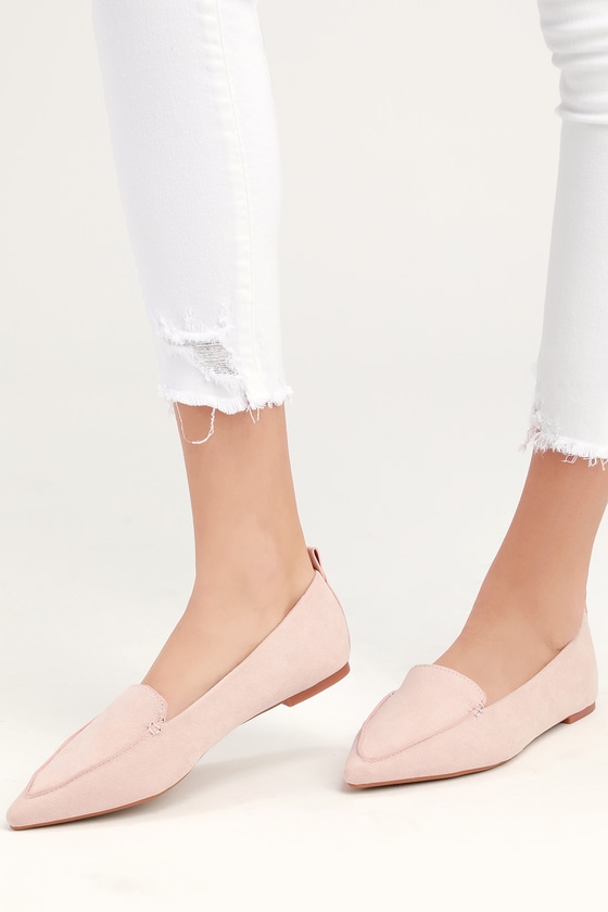 Emmy Blush Suede Pointed Loafers