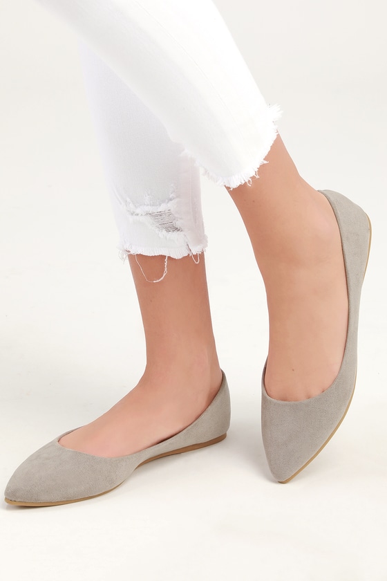 Chic Grey Flats - Suede Flats - Vegan 