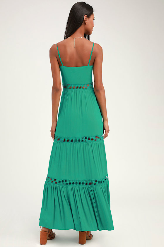 Sunshine of My Life Green Crochet Lace Maxi Dress 1