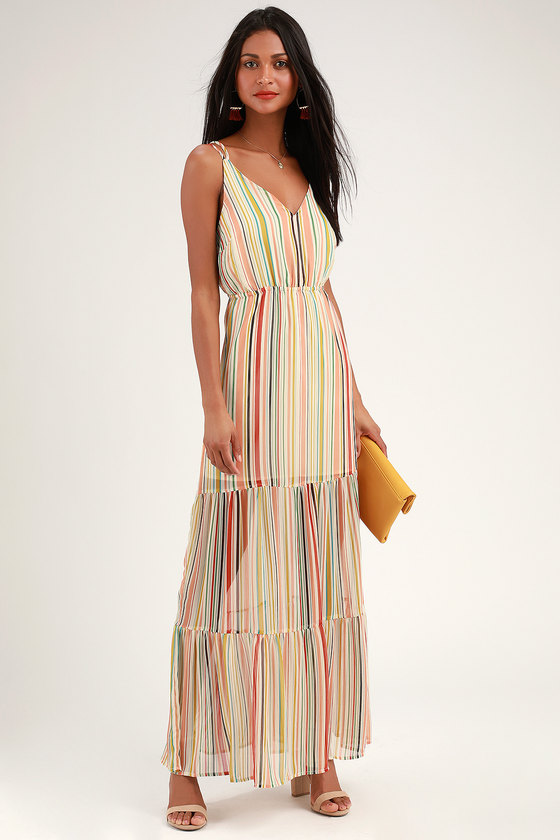 Jack by BB Dakota Maxi-Mum Impact Dress - Multi Stripe Maxi Dress - Lulus