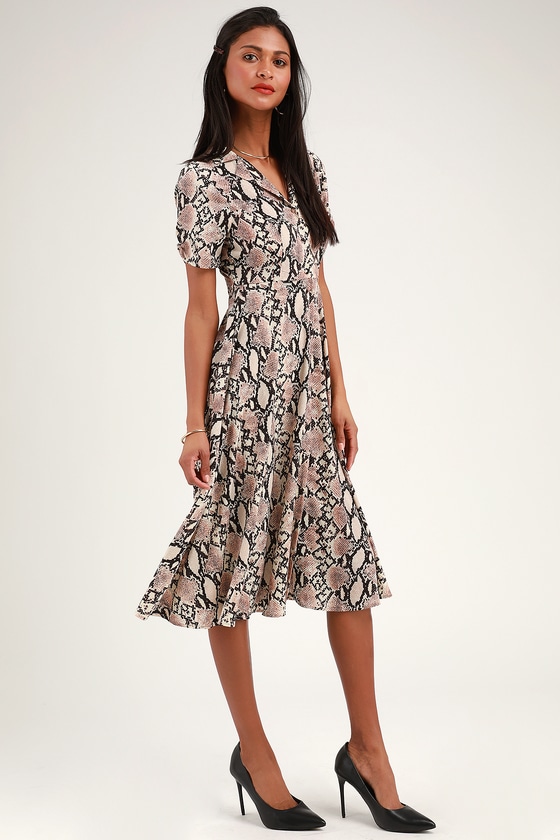 midi snake print dress