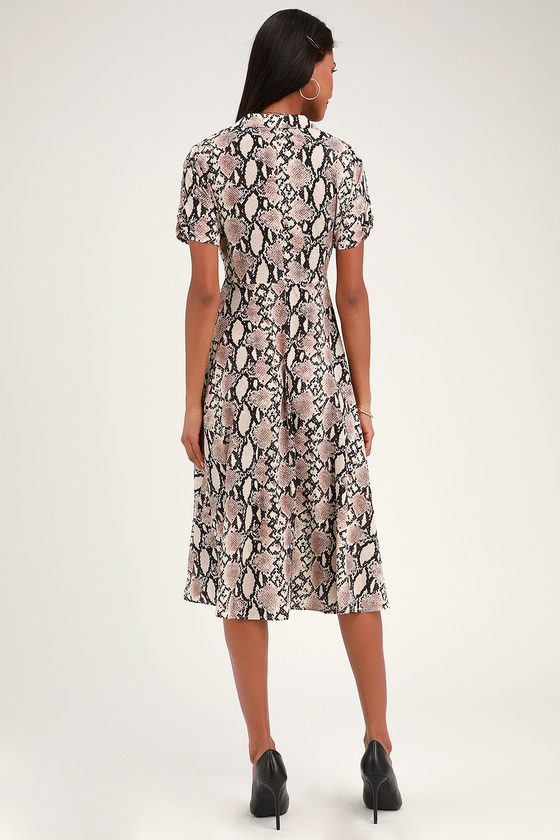 midi dress snake print