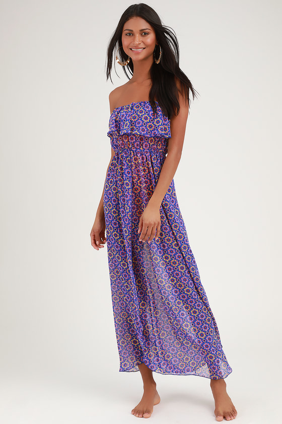 strapless swim cover up dress
