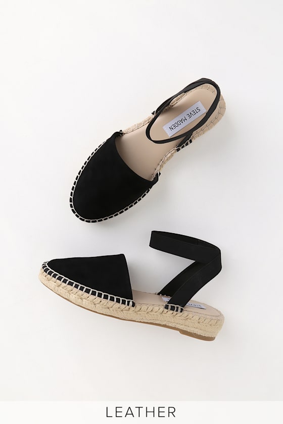 Moment Black Suede Leather Espadrilles 1