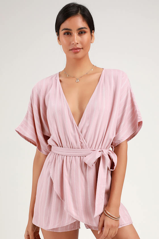 Climb Aboard Blush Striped Romper 6