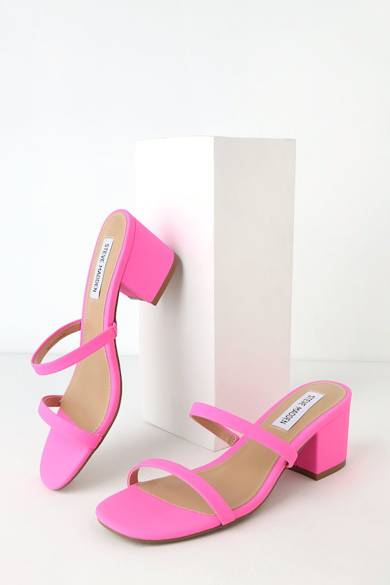 Issy Pink Neon Nubuck Mules 1
