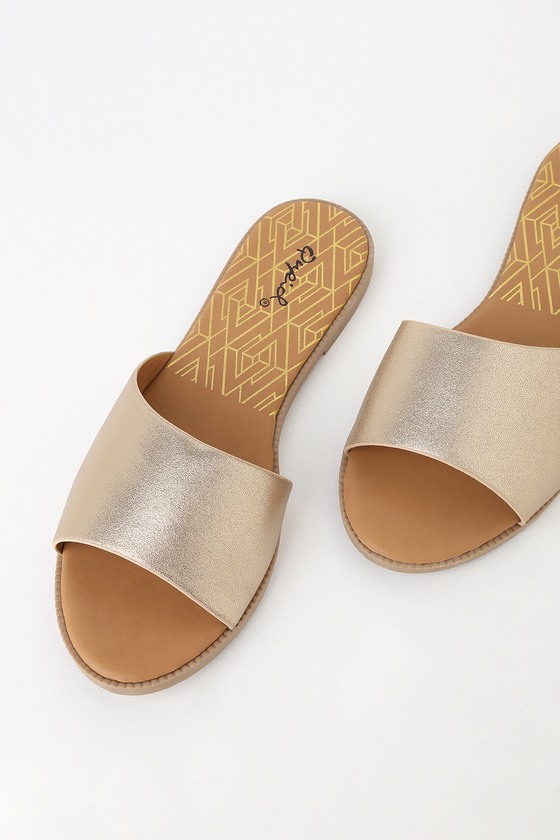 Cute Slide Sandals - Gold Slide Sandals - Vegan Slide Sandals - Lulus