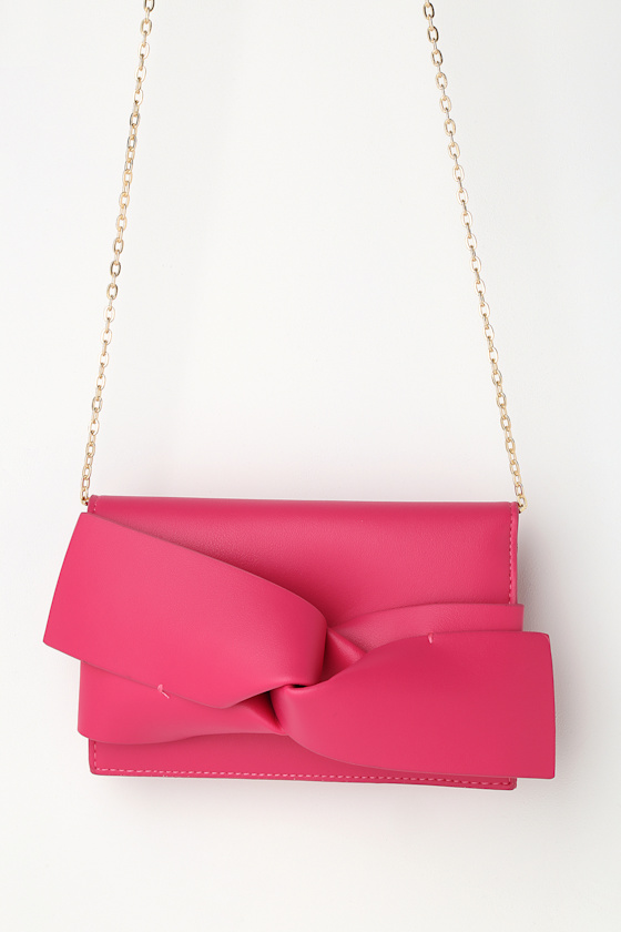Audrey Fuchsia Pink Knotted Clutch 1