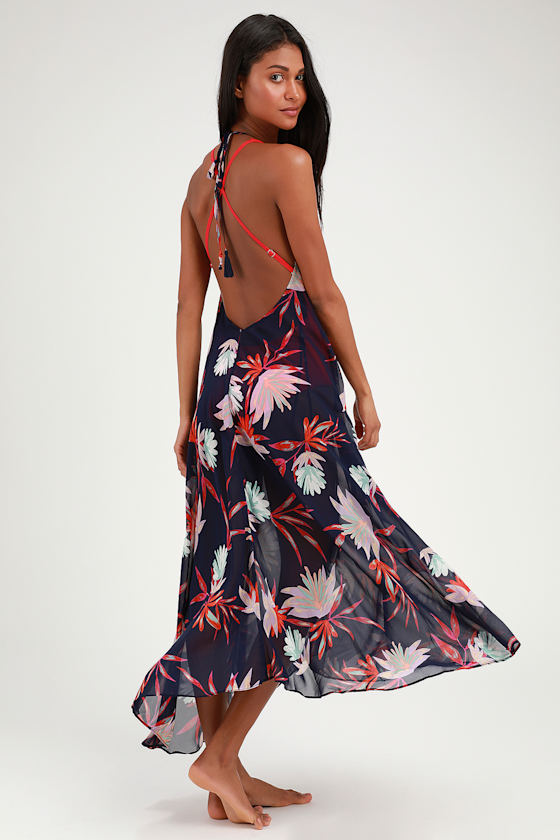 Cute Navy Swim Cover-Up - Floral Swim 
