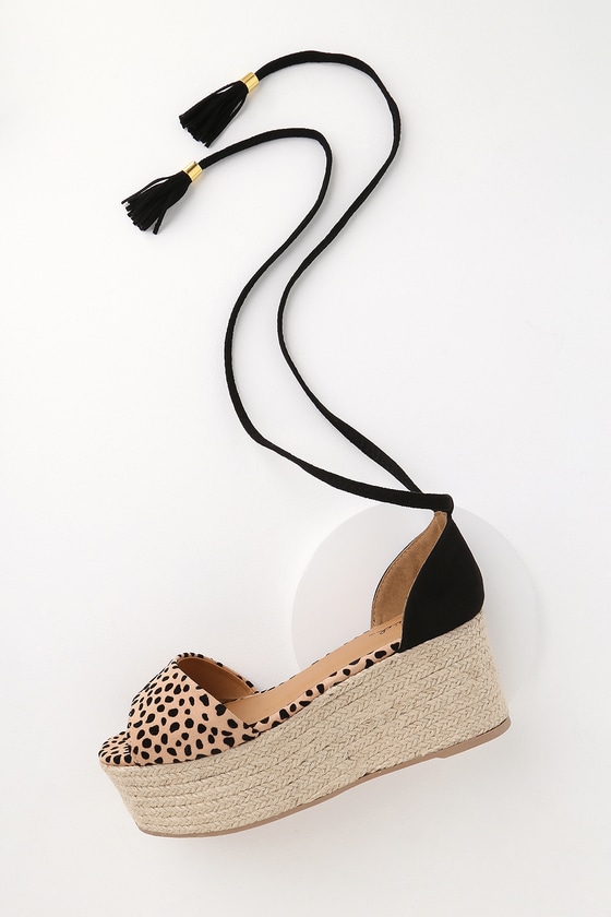 Leopard Print Espadrille Wedges 