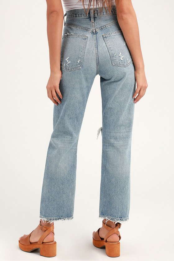 '90s Mid Rise Light Wash Distressed Jeans - $132 : Fashion at Lulus.com