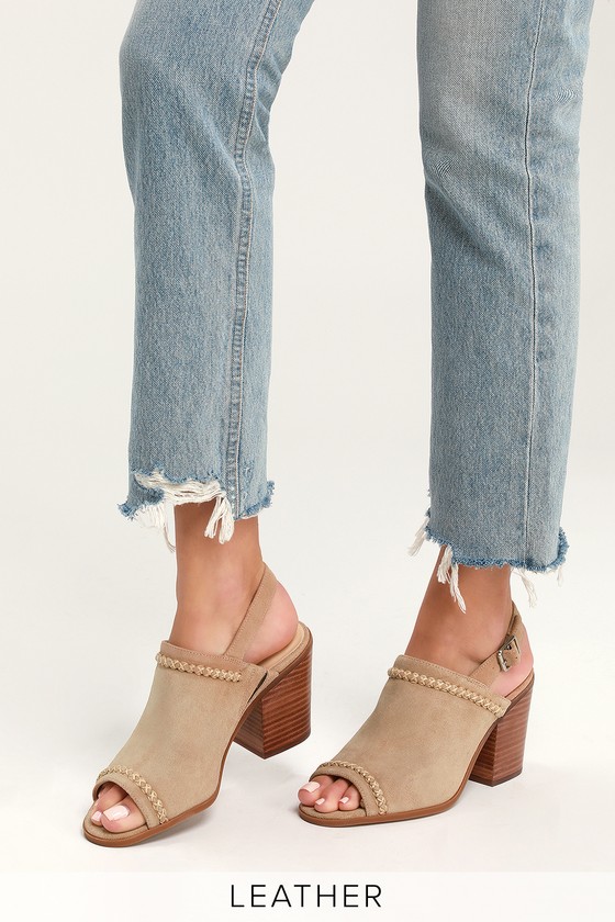 tan mules open toe