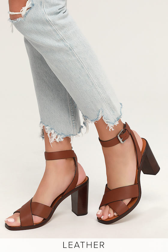 brown ankle strap heels