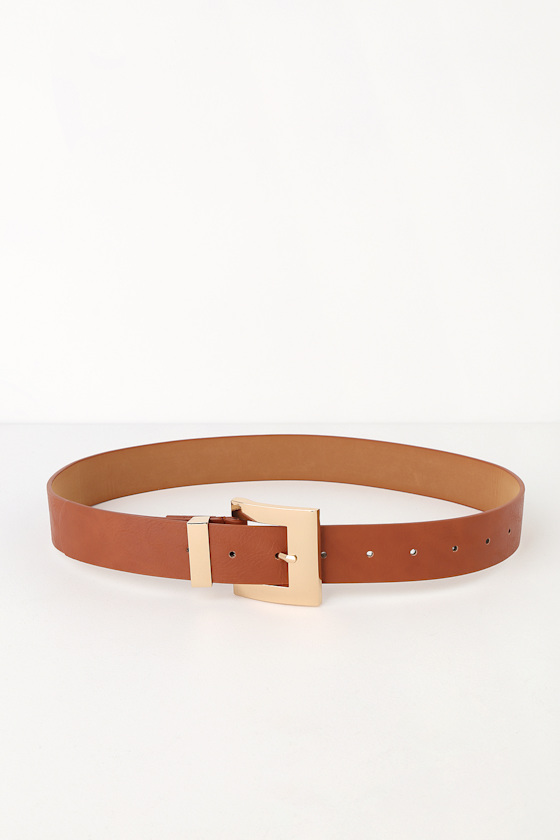 Chic Brown Belt Gold Buckle Belt Brown and Gold Belt Lulus