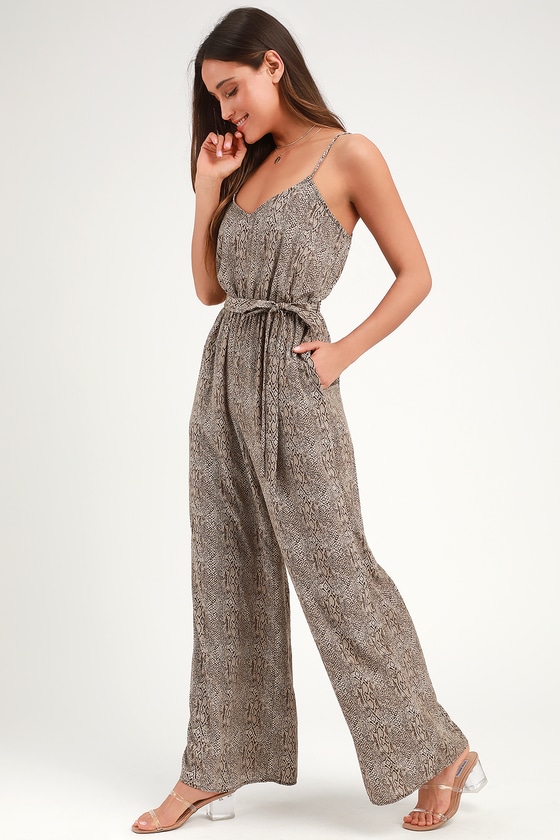 Sexy Snake Print Jumpsuit - Sleeveless Wide-Leg Jumpsuit - Lulus