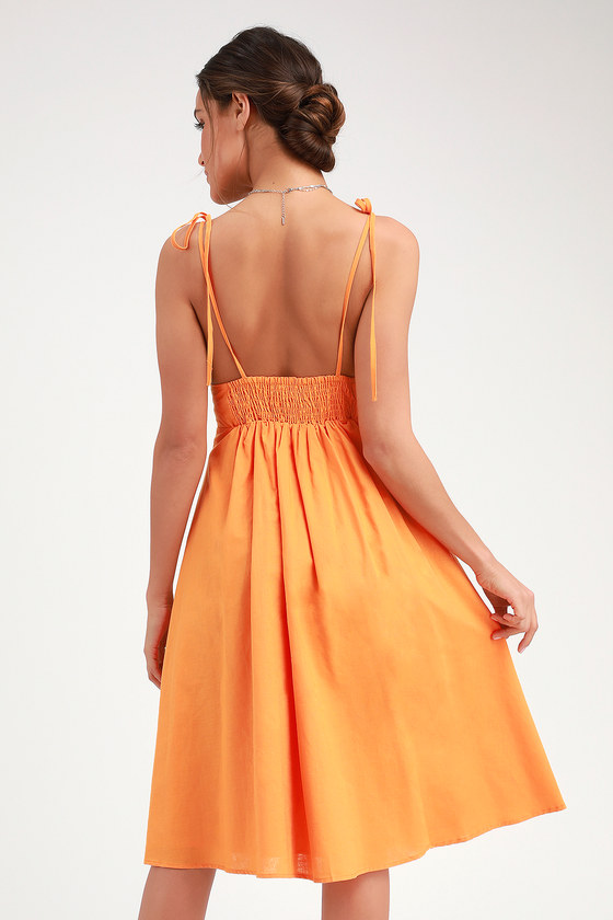 orange and pink midi dress