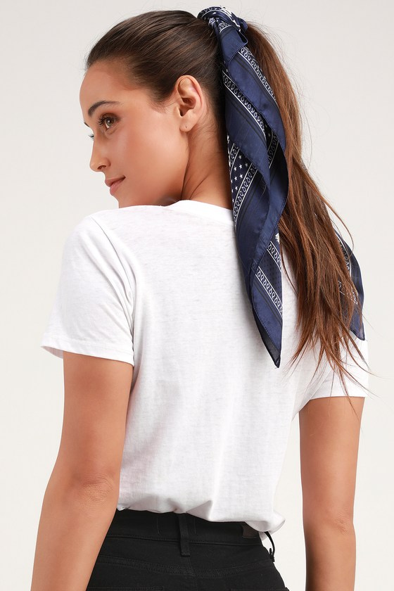 I'm With the Bandana Navy Blue Paisley Bandana