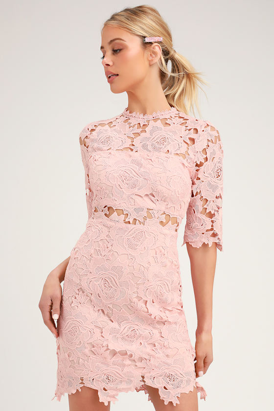 Sexy Blush Pink Dress Pink Lace Dress Blush Lace Sheath Dress Lulus