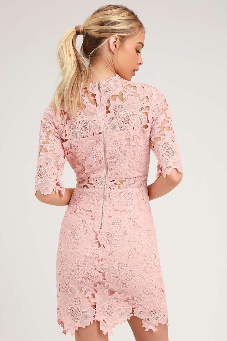 A Fine Romance Blush Pink Lace Sheath Dress A Fine Romance Blush Pink Lace Sheath Dress