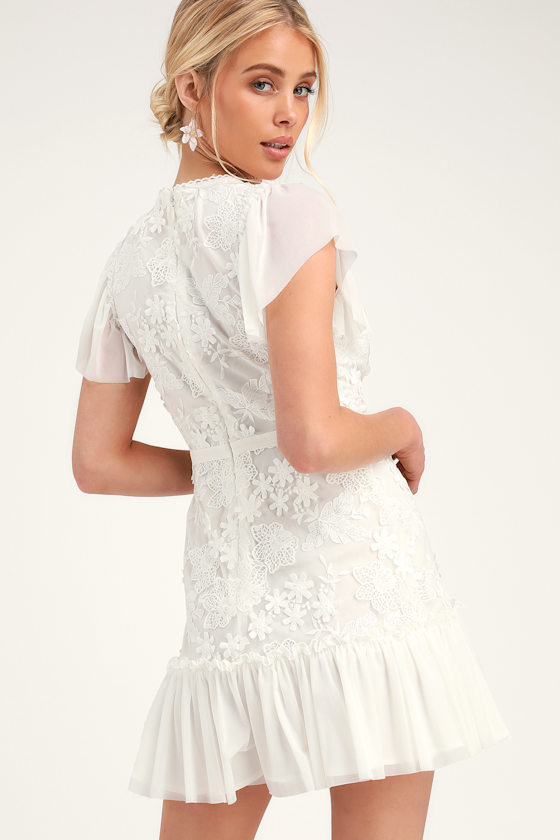 Ivy Applique White Ruffled Mini Dress 3