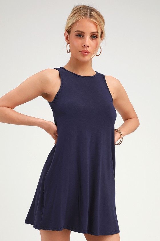 Fun Washed Navy Blue Dress - Blue Swing Dress - Blue Casual Dress - Lulus