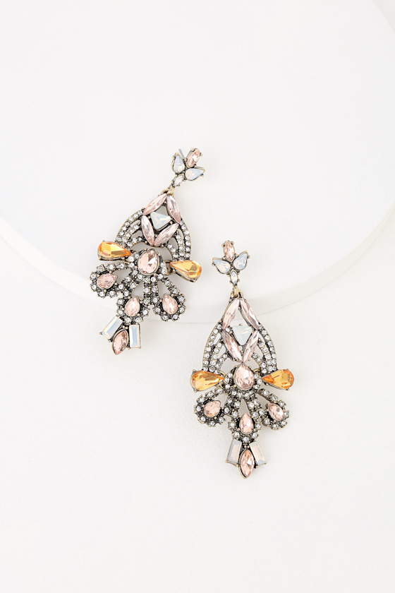 Remedy Pink and Yellow Rhinestone Earrings 1
