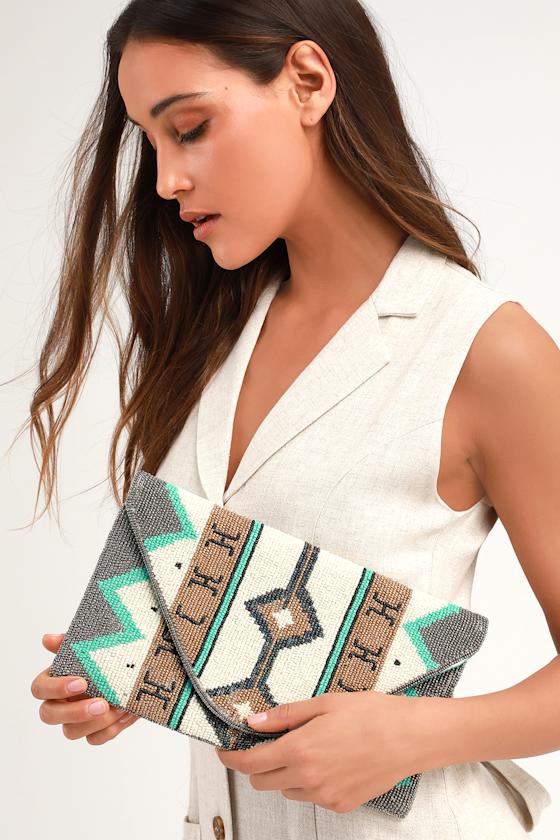 Avonlea Teal Multi Beaded Clutch 6