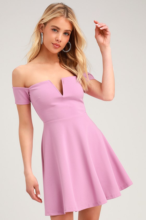 Cool Lavender Dress - Off-the-Shoulder Dress - Skater Dress - Lulus