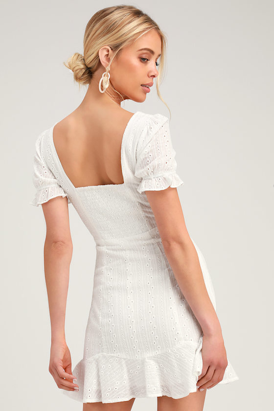Rapunzel White Eyelet Lace Mini Dress 3
