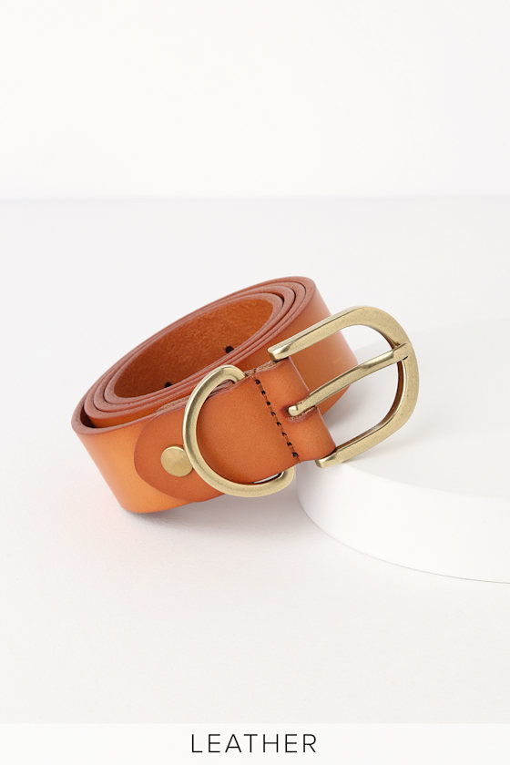 Cute Cognac Belt Genuine Leather Belt Cognac and Gold Belt Lulus