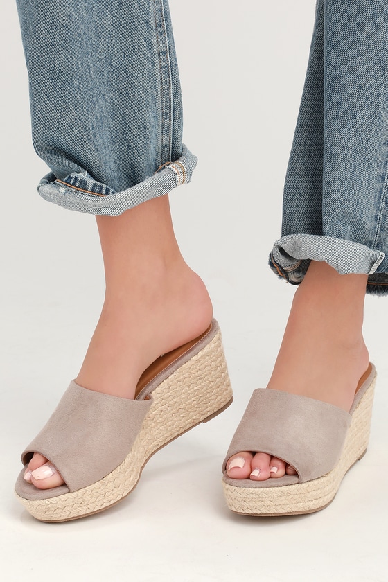 Cute Espadrille Sandals - Taupe Sandals 