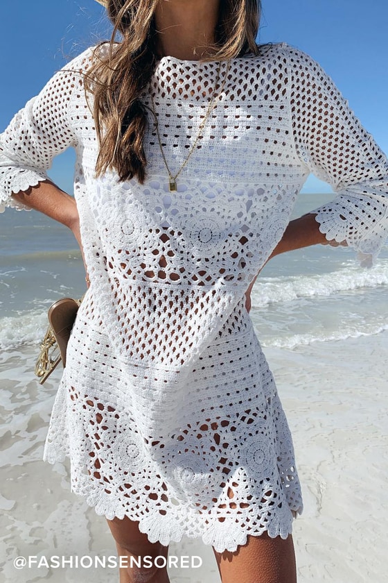 white linen beach cover up