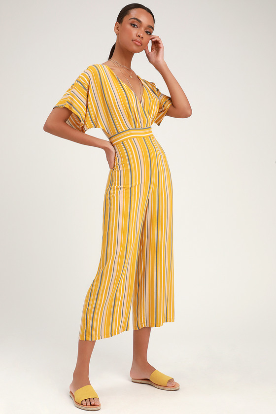 Cute Jumpsuit - Mustard Yellow Striped Jumpsuit - Casual Jumpsuit - Lulus